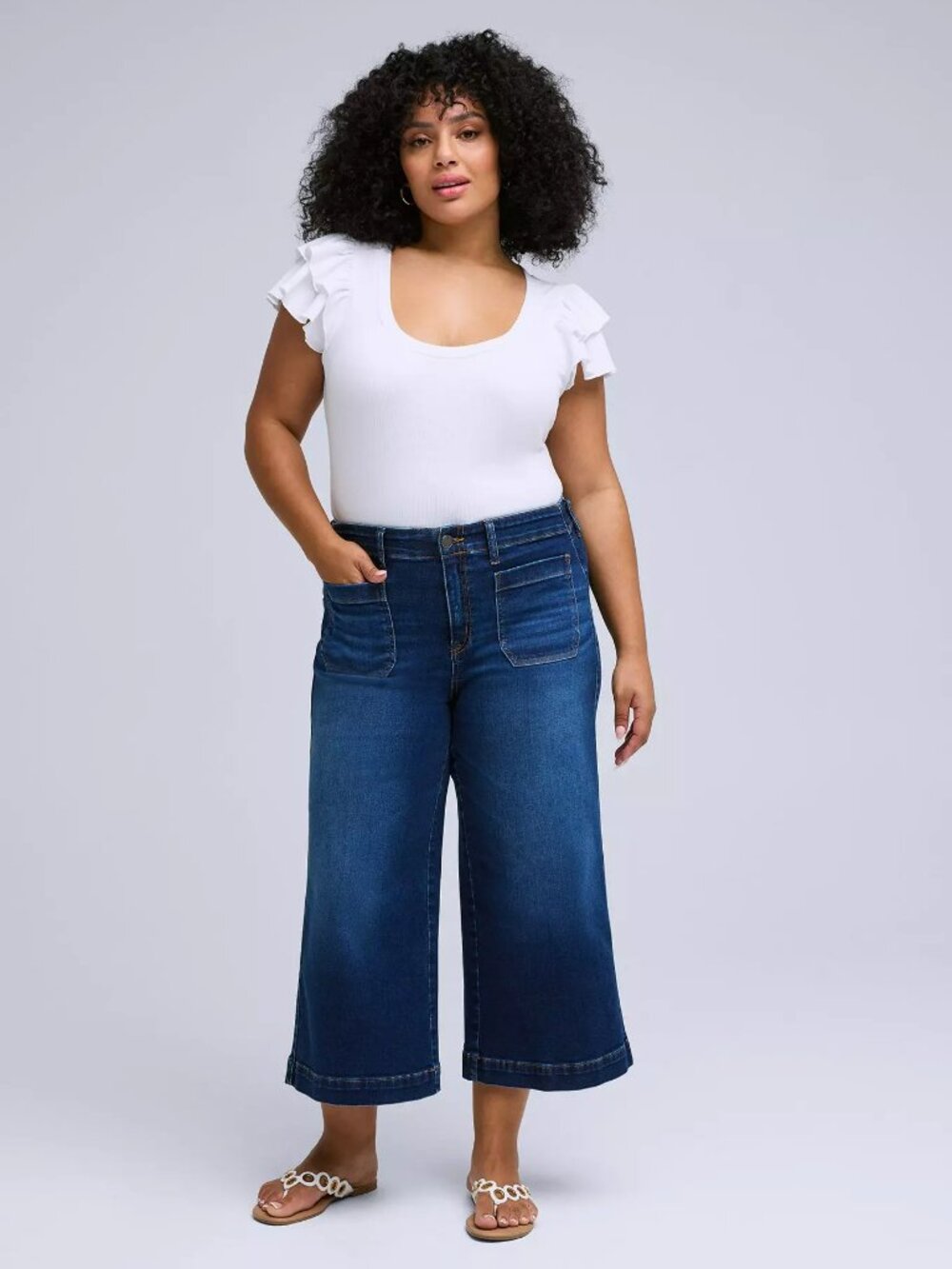 Belle Isle Crop Jean with Patch Pockets Size 14
